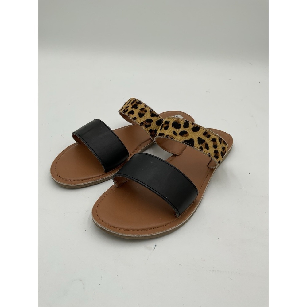 Myra Women Sandals Size 9 Leopard Print Strap And Black Strap